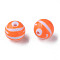 Opaque Striped Acrylic Beads, Round, Coral, 19mm, Hole: 3mm, about 112pcs/500g