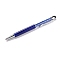 Silicone & Plastic Touch Screen Pen, Aluminum Ball Pen, with Transparent Resin Diamond Shape Beads, Medium Blue, 146x13x10mm