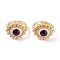 Brass Cuff Rings, Cadmium Free & Lead Free, Open Rings, with Resin Beads, Long-Lasting Plated, Real 18K Gold Plated, Evil Eye, Dark Red, 3mm, Inner Diameter: 17.5mm