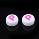 初期のアクリルビーズ  水平穴  フラットラウンド  ミックスカラー  文字.p  7x3.5~4mm  穴：1.2mm  約3700個/500g&nbsp;OACR-E001-20P-2