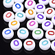初期のアクリルビーズ  水平穴  フラットラウンド  ミックスカラー  文字.o  7x3.5~4mm  穴：1.2mm  約3700個/500g&nbsp;OACR-E001-20O-1