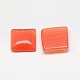 キャッツアイカボション  正方形  サンゴ  10x10x2.5mm&nbsp;CE-J006-10x10mm-01-2