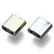 電気めっきガラスシードビーズ  2穴  長方形  メッキグリーン  5x4.5~5.5x2~2.5mm  穴：0.5~0.8mm&nbsp;SEED-S023-44C-02-3