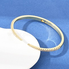 Brass Micro Pave Clear Cubic Zirconia Hinged Bangles, Cuff Bangles for Women, Long-Lasting Plated, Rack Plating, Lead Free & Cadmium Free, Real 18K Gold Plated, Inner Diameter: 2.13x1.85 inch(5.4x4.7cm)