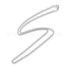 Non-Tarnish 304 Stainless Steel Necklace, Curb Chains, Faceted, with Lobster Clasps, Stainless Steel Color, 23.6 inch(60cm), 2mm