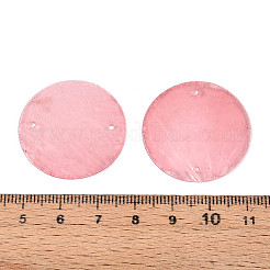 スプレー塗装された天然カピス貝のディスクリンクコネクタチャーム  ライトコーラル  28~30x0.5~1mm  穴：1.2~1.6mm&nbsp;SSHEL-T017-32F