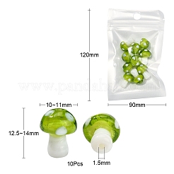 10Pcs Mushroom Handmade Lampwork Beads&nbsp;LAMP-YW0001-08A