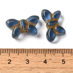 透明なランプワークビーズ  蝶  スチールブルー  11x19x6mm  穴：1mm  約55~65個/100g&nbsp;LAMP-P065-02A-09