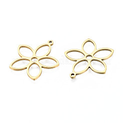 イオンプレーティング（IP）201ステンレスペンダント  花  18KGP本金メッキ  26x25x1.5mm  穴：1.4mm&nbsp;LS-STAS-N098-049LG