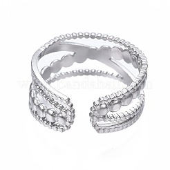 Non-Tarnish 304 Stainless Steel Criss Cross Open Cuff Ring&nbsp;LS-RJEW-T023-23P