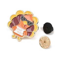感謝祭のエナメルピン  バックパック服用塗装合金バッジ  ライトゴールド  七面鳥  30.5x30.5mm&nbsp;JEWB-K030-03B-KCG