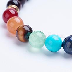 天然石タイガーアイビーズストレッチブレスレット  合金スペーサービーズで  1-3/4インチ（45mm）&nbsp;BJEW-P072-C01