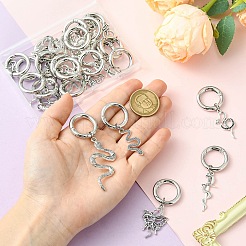24個 12スタイル スネーク合金シューズチャーム  合金スプリングゲートリング付き  アンティークシルバー＆プラチナ  50~75mm  2個/スタイル&nbsp;HJEW-CJ00084