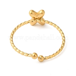 304ステンレススチールオープンカフリング  女性のためのジュエリー  18KGP本金メッキ  文字x  内径：19mm  文字：1mm&nbsp;RJEW-K261-02G-X