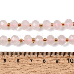 天然石ローズクォーツビーズ連売り  ファセットロンデルビーズ  シードビーズで  8x6~6.5mm  穴：1mm  約23~24個/連  7.68''（19.5cm）〜8.07''（20.5cm）&nbsp;G-D105-B06