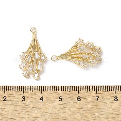 ガラスチャーム  真鍮のパーツと  長方形  ライトゴールド  28x17.5x7mm  穴：2.3mm&nbsp;FIND-C047-03KCG