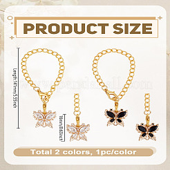 2Pcs 2 Colors Butterfly Brass Glass Cup Charms&nbsp;HJEW-LP00038
