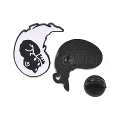 陰陽猫エナメルブローチ2個  バックパック用合金ラペルピンバック  ブラック  ミックスカラー  28x19~19.5mm&nbsp;JEWB-I061-09EB
