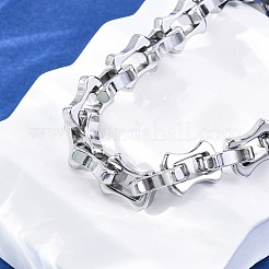 304ステンレススチール長方形リンクチェーンブレスレット女性男性用  ステンレス鋼色  8-1/2インチ（21.7cm）&nbsp;BJEW-R018-20P