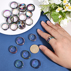 24Pcs 6 Styles 201 Stainless Steel Grooved Finger Ring Settings&nbsp;STAS-ME0003-12MC