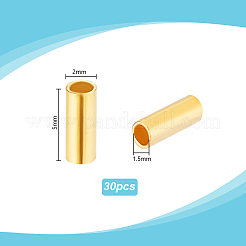スターリングシルバーチューブビーズ30個925個  チューブ  ゴールドカラー  5x2mm  穴：1.5mm&nbsp;STER-PH0003-51