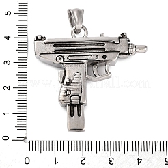 304ステンレスペンダント  サブマシンガンチャーム  アンティークシルバー  41x42x7mm  穴：5x9mm&nbsp;STAS-P372-02AS