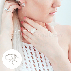 1Pc Adjustable Rhodium Plated 925 Sterling Silver Ring Findings&nbsp;STER-UN0001-19