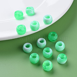 アクリルヨーロピアンビーズ  天然石風  大穴ビーズ  ロンデル  ミディアムスプリンググリーン  9x6mm  穴：4mm  約1790~1129個/307g&nbsp;LS-MACR-S375-002A-01