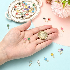 40本10色合金エナメルペンダント  ハートチャーム付きの鍵  ライトゴールド  ミックスカラー  16x7x2mm  穴：1.8mm  10色  4個/カラー  40個。&nbsp;FIND-YW0012-43