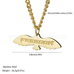 Hiphop Stainless Steel Eagle with Word FREEDOM Pendant Cuban Link Chain Necklaces for Unisex&nbsp;QF9023-1