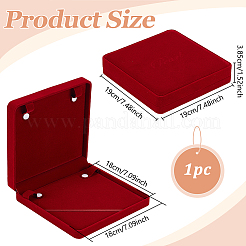 ベルベットパールネックレスパッケージボックス  正方形  暗赤色  19x19x3.85cm&nbsp;CON-WH0086-264B