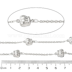 304ステンレススチールクラウンリンクチェーン  ハンダ付け  スプールで  ステンレス鋼色  13.5x10x6mm  約5m /ロール&nbsp;CHS-Z004-10P
