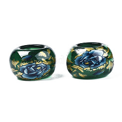 Flower Printed Transparent Acrylic Rondelle Beads&nbsp;TACR-S160-01-C01