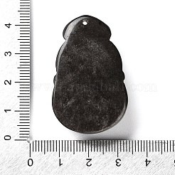 天然銀光沢黒曜石ペンダント  ひょうたんチャーム  41x26x11mm  穴：1.2~1.4mm&nbsp;G-G098-08