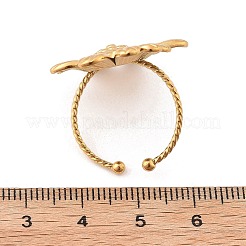 女性用フラワー 304 ステンレススチール オープンカフリング  ゴールドカラー  花：25x27.5mm  内径: 調節可能&nbsp;RJEW-M049-04G