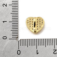 真鍮製マイクロパヴェキュービックジルコニアチャーム  ニッケルフリー  18KGP本金メッキ  ハート  9.5x10.5x5mm  穴：5.5x2.5mm&nbsp;KK-R222-01G-03