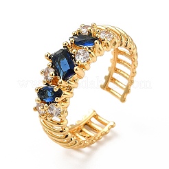 Brass Cubic Zirconia Cuff Ring&nbsp;KK-H433-07B-G