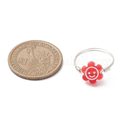 銅線入りアクリル指輪  花  銀  usサイズ9 3/4(19.5mm)&nbsp;RJEW-JR00958-02