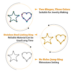12Pcs 6 Styles Ion Plating(IP) 304 Stainless Steel Linking Ring Rhinestone Settings&nbsp;STAS-FH0002-03