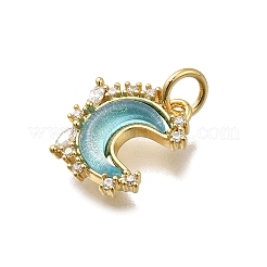 Brass Micro Pave Clear Cubic Zirconia with Glass Charms&nbsp;X1-KK-G525-06G-01