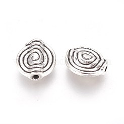 チベット風合金ビーズ  鉛フリー及びカドミウムフリー  フラットラウンド  アンティークシルバー  11.5x4mm  穴：1.5mm&nbsp;LF0479Y