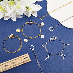12Pcs 2 Colors 304 Stainless Steel Twisted Curb Chains Bracelets&nbsp;BJEW-SC0001-61
