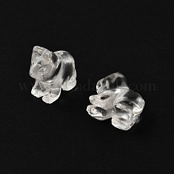 中国の十二支の天然水晶彫刻ビーズ  ロッククリスタル動物ビーズ  犬  19x21x9mm  穴：1mm&nbsp;G-D300-01H