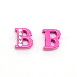 ラインストーンスライドレターチャーム  合金の最初の文字ビーズ  スプレー塗装  文字.b  B：11.5x10x4.5mm  穴：1.5x8mm&nbsp;RB-TAC0002-01B
