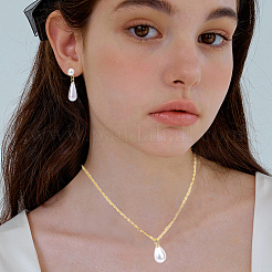 ABSプラスチックパールペンダント  ティアドロップチャーム  合金ループ付き  ゴールドカラー  13~19x6~10mm  穴：1.6mm  100 個 4 スタイル&nbsp;FIND-BM0001-56B