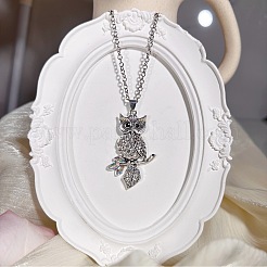 Vintage Alloy Crystal Rhinestone Owl Pendant Necklaces&nbsp;WU5085