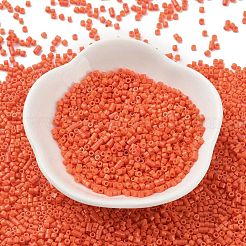 焼付塗装ガラスシードビーズ  シリンダー  トマト  2x1.5mm  穴：1mm  約5599個/50g&nbsp;X-SEED-S042-05B-84
