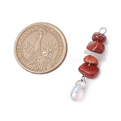 7Pcs Natural Quartz Crystal & Amethyst & Red Aventurine & Red Jasper & Red Agate & Green Aventurine & Lapis Lazuli & Synthetic Turquoise Chip Beaded Pendants&nbsp;PALLOY-JF03199