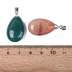 天然瑪瑙（染色・加熱）ペンダント  ティアドロップチャーム  ステンレススチール製のベールスナップ付き  ステンレス鋼色  ミックスカラー  28~32x14~16x8~10mm  穴：4.5x3.5mm&nbsp;G-N362-02P