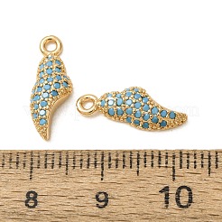 海洋由来の合成ターコイズペンダント  真鍮製の巻貝型チャーム  ニッケルフリー  18KGP本金メッキ  16x6x2.5mm  穴：1.4mm&nbsp;GG-CBAE681-18G